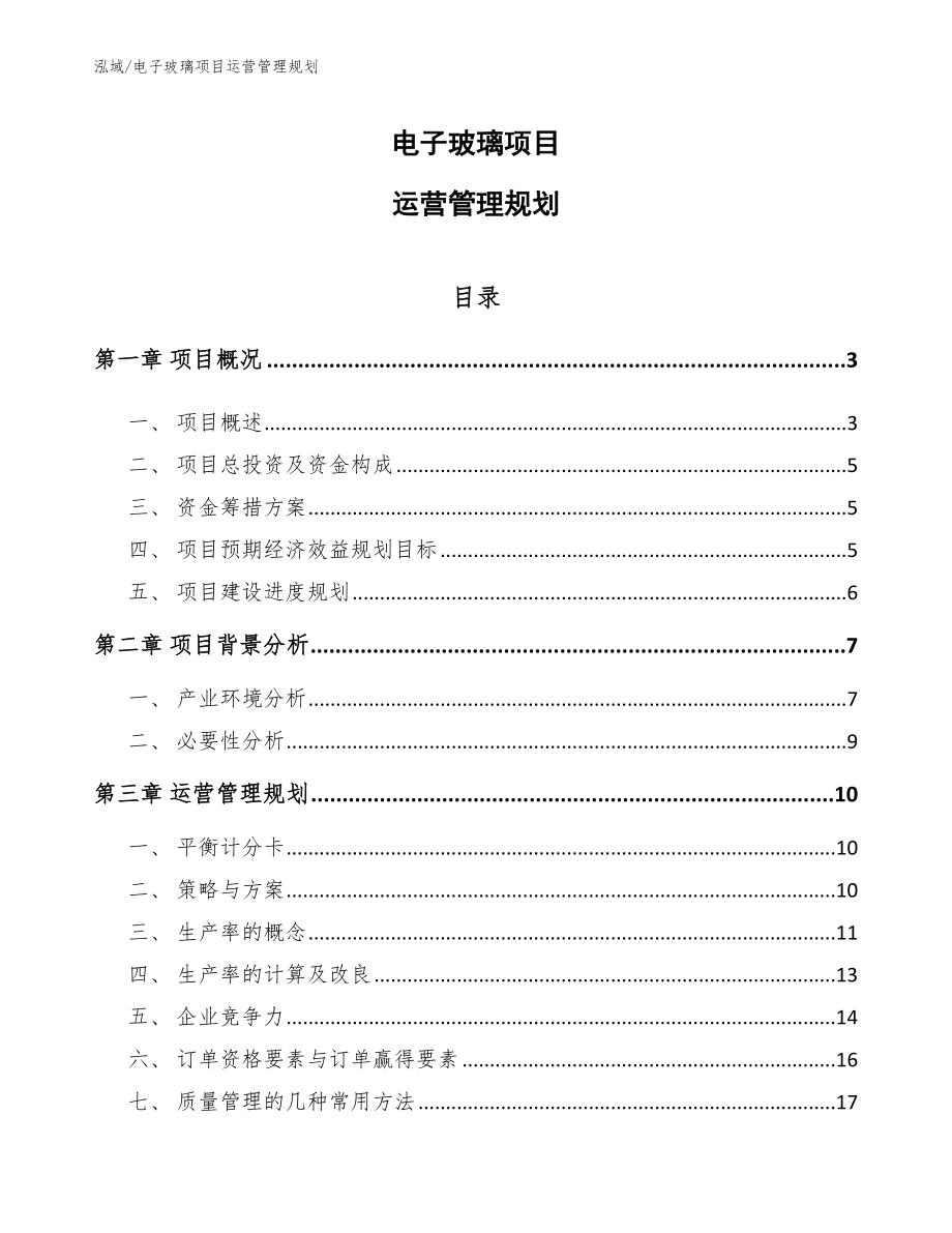 电子玻璃项目运营管理规划_第1页