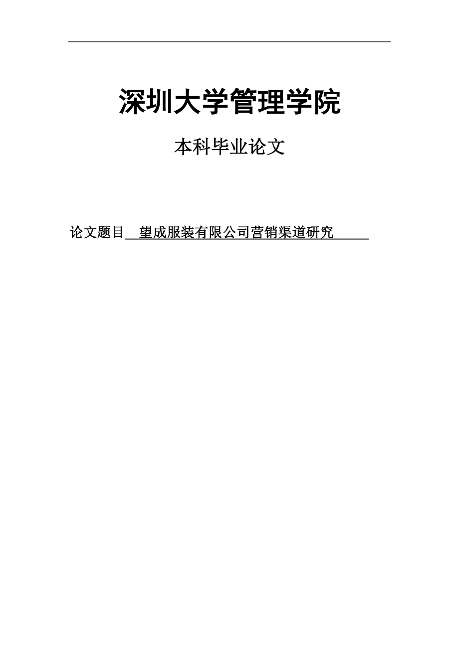 望成服装有限公司营销渠道研究毕业论文_第1页