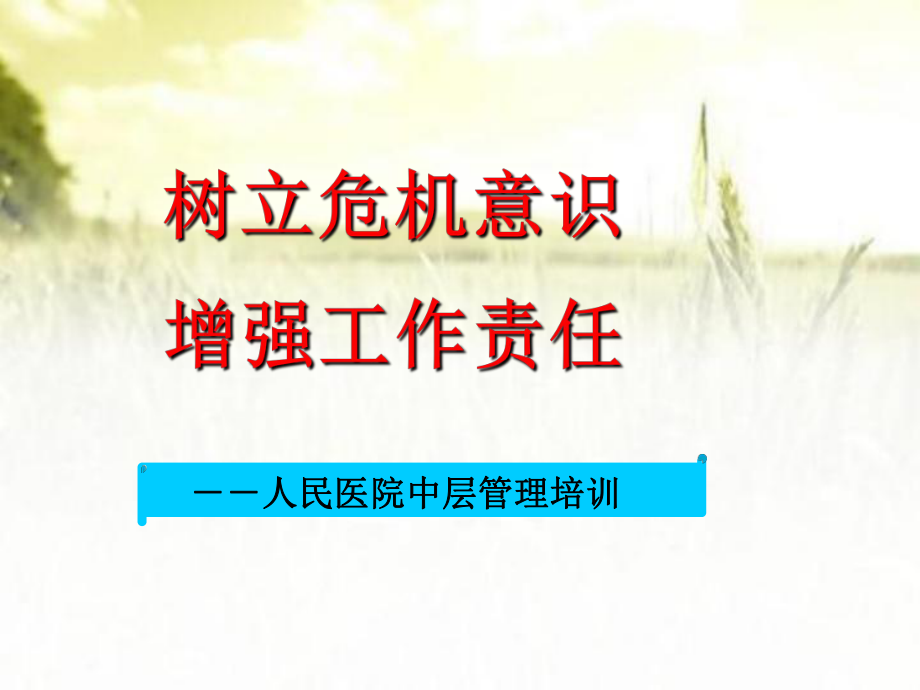 树立危机意识增强工作责任（医院中层管理培训）课件_第1页