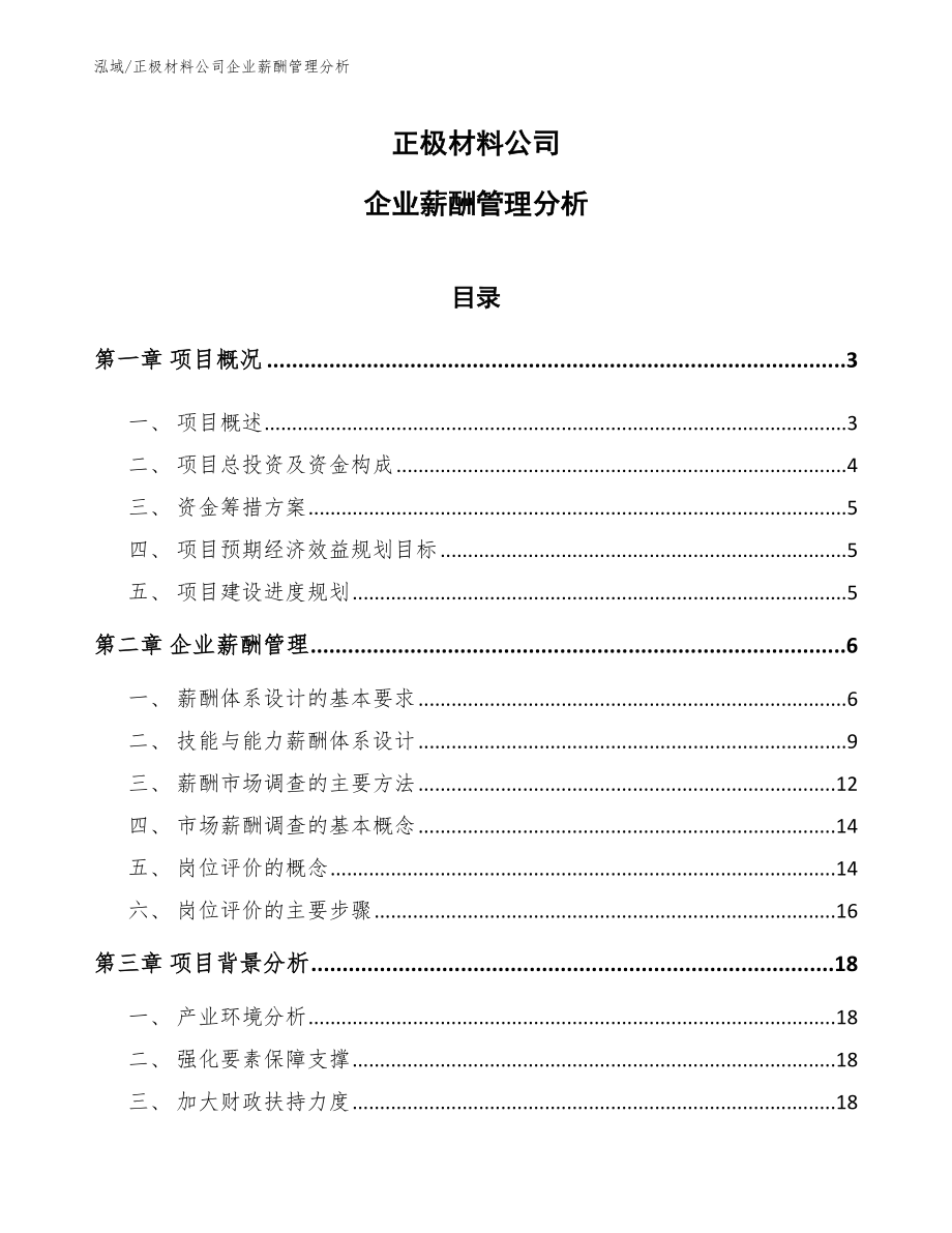 正极材料公司企业薪酬管理分析（参考）_第1页