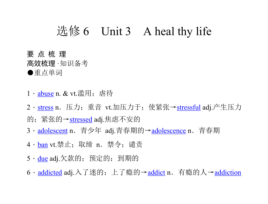 【經(jīng)典實(shí)用】2011年高考英語(yǔ)(人教版)要點(diǎn)梳理重點(diǎn)突破選修6Unit3Ahealthylife_第1頁(yè)
