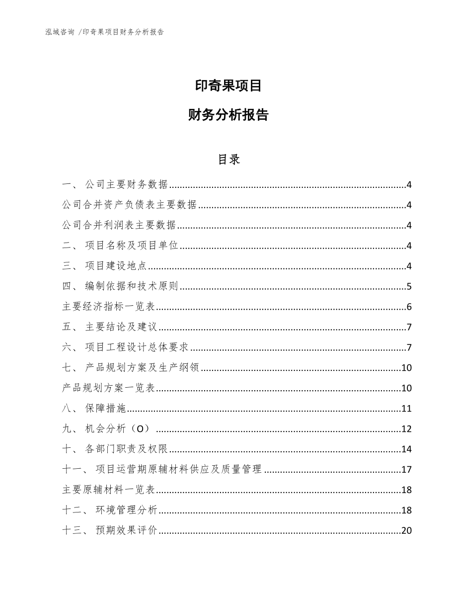 印奇果项目财务分析报告范文_第1页