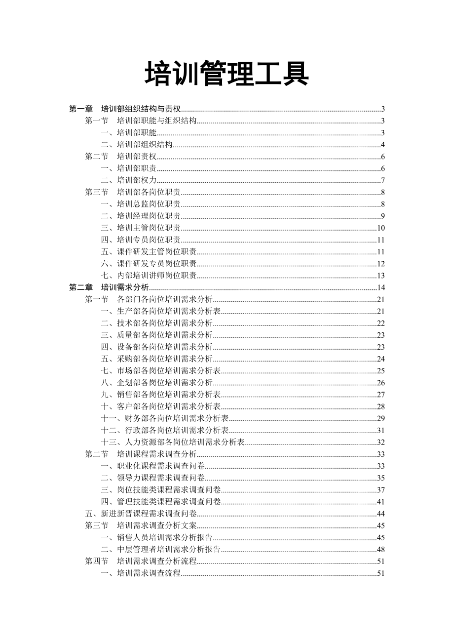 培训部规范化管理工具箱_第1页