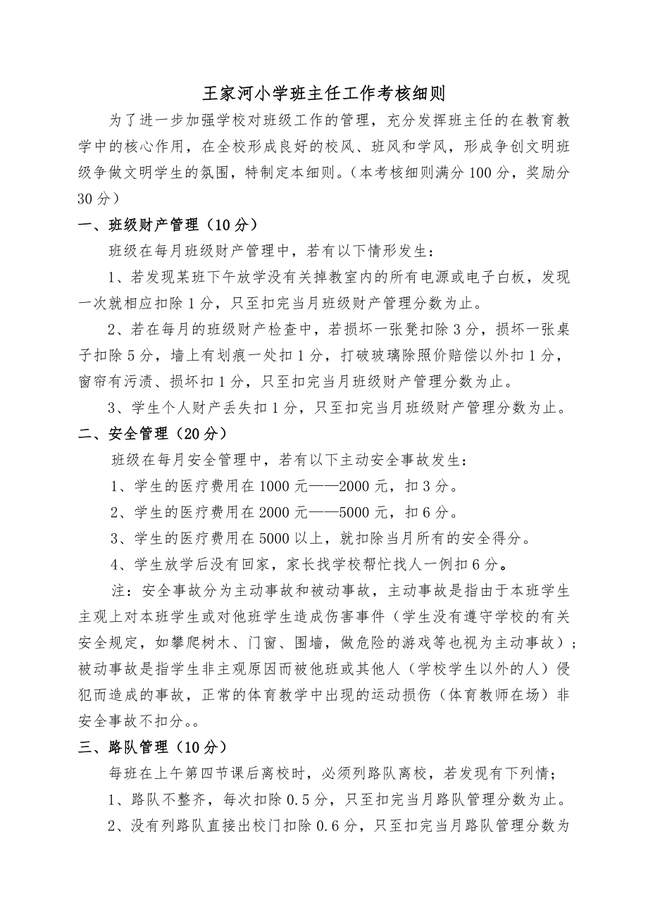 王小班主任工作考核细则_第1页