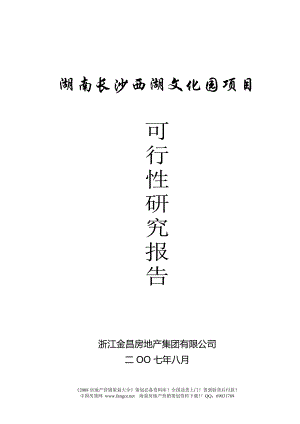 湖南长沙西湖文化园项目可行性报告56页
