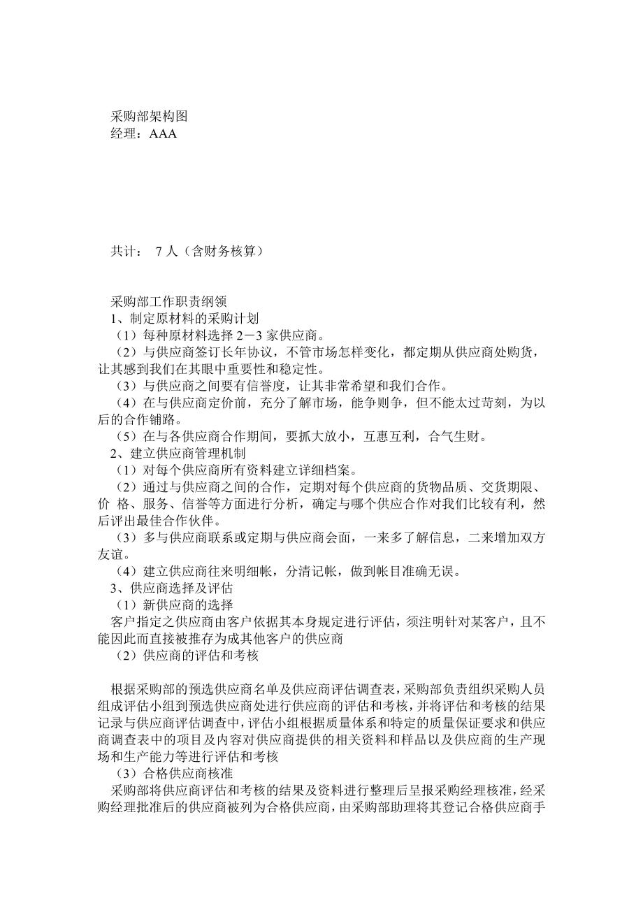 食品加工企業(yè) 采購部體系建設(組織架構、工作流程、細則、制度、考核)0_第1頁