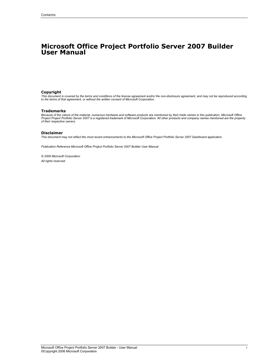 Microsoft Office Project Portfolio ServerBuilder User Manual_第1页