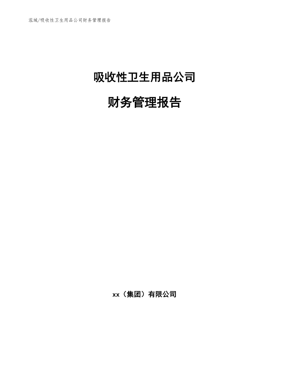 吸收性卫生用品公司财务管理报告_第1页