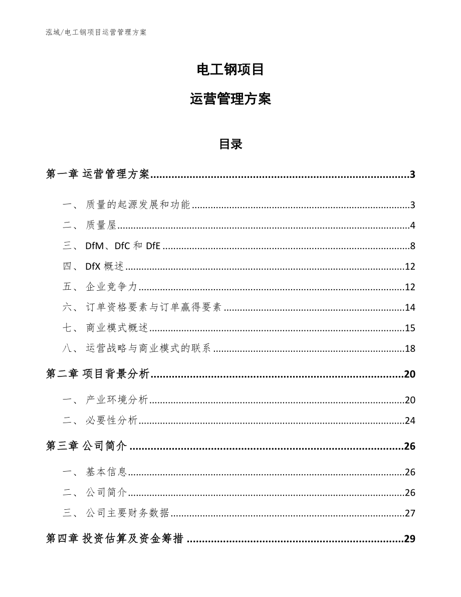 电工钢项目运营管理方案_第1页