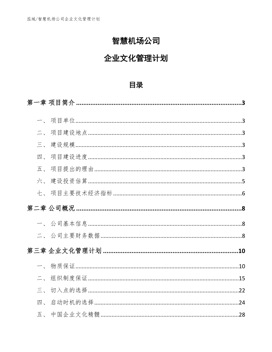 智慧机场公司企业文化管理计划【参考】_第1页