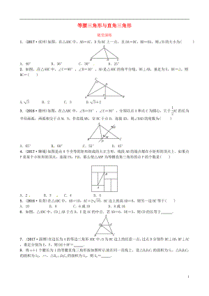 2018屆中考數(shù)學(xué)復(fù)習(xí) 第四章 幾何初步與三角形 第三節(jié) 等腰三角形與直角三角形隨堂演練