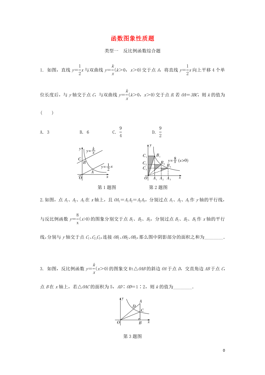 2018年中考數(shù)學專題復習 過關集訓 函數(shù)圖象性質題 類型一 反比例函數(shù)綜合題中考真題回顧 新人教版_第1頁