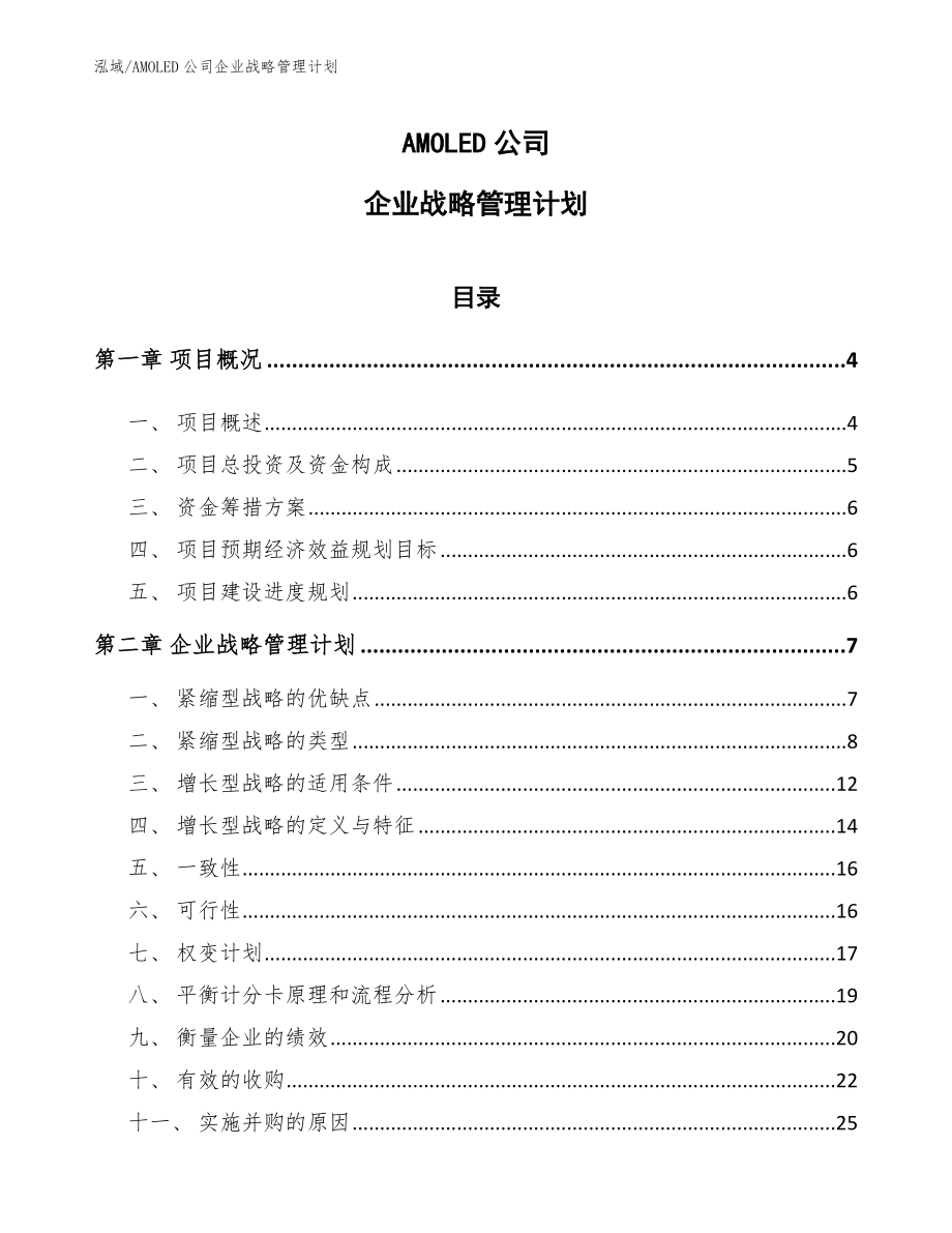 AMOLED公司企业战略管理计划_第1页