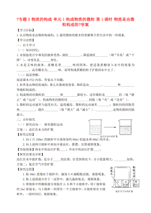 九年級(jí)化學(xué)上冊(cè)《專題3 物質(zhì)的構(gòu)成 單元1 構(gòu)成物質(zhì)的微粒 第1課時(shí) 物質(zhì)是由微粒構(gòu)成的》學(xué)案