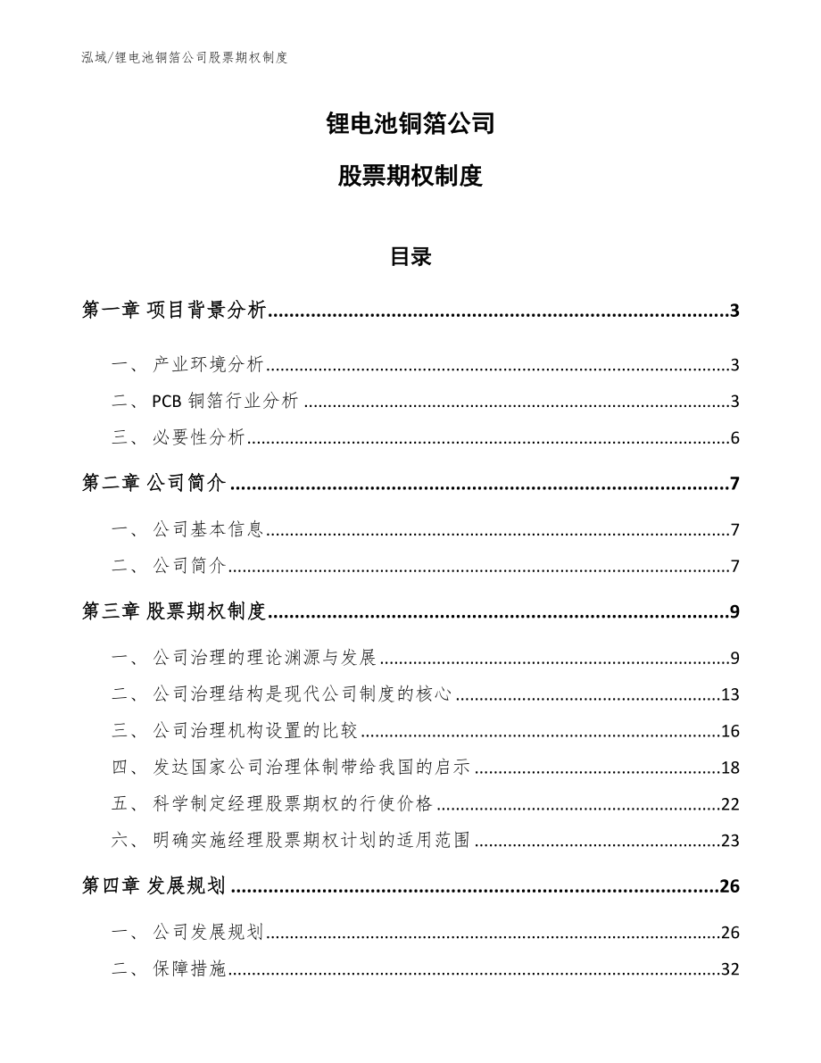 锂电池铜箔公司股票期权制度_第1页