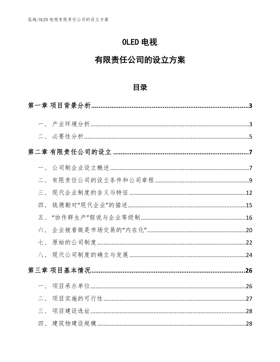 OLED电视有限责任公司的设立方案_范文_第1页