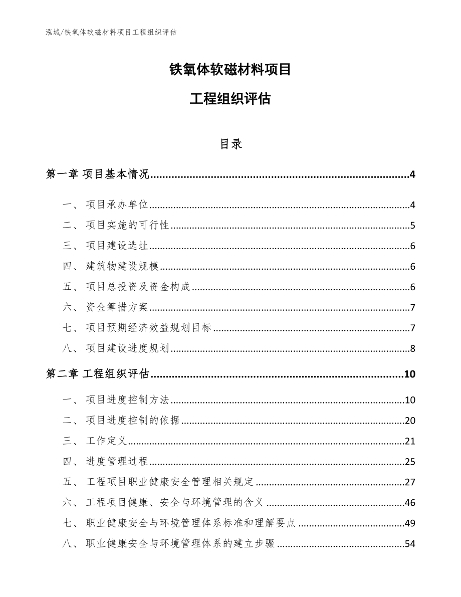 铁氧体软磁材料项目工程组织评估_第1页