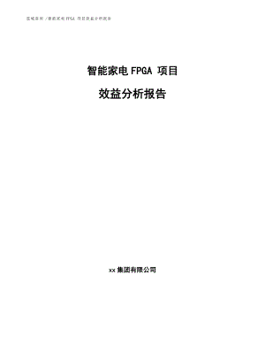 智能家電FPGA 項目效益分析報告