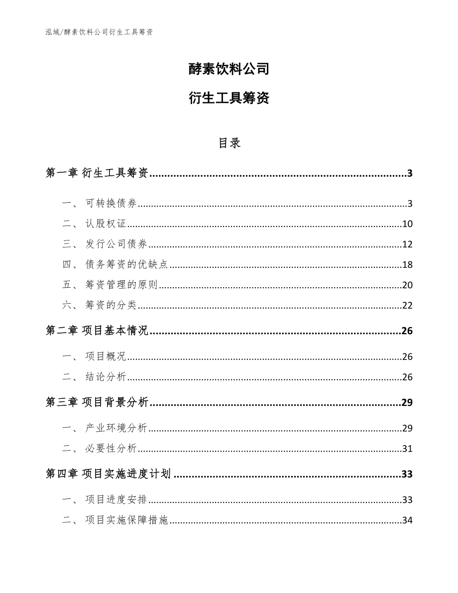 酵素饮料公司衍生工具筹资【参考】_第1页