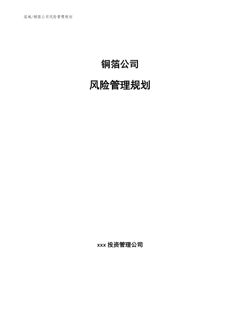 铜箔公司风险管理规划【参考】_第1页