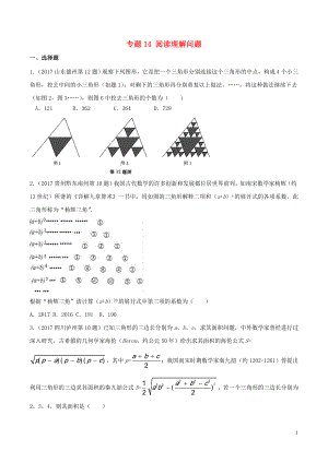 2018中考數(shù)學(xué)專題復(fù)習(xí) 專題14 閱讀理解問題（無答案）