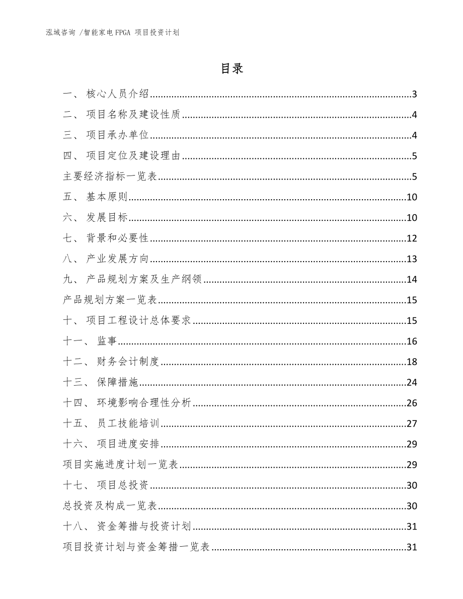 智能家電FPGA 項目投資計劃_第1頁