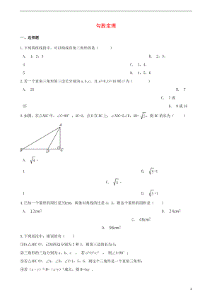 2018年中考数学专题复习模拟演练 勾股定理