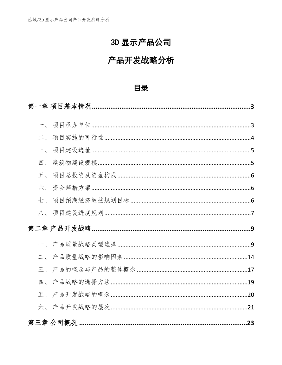 3D显示产品公司产品开发战略分析_第1页