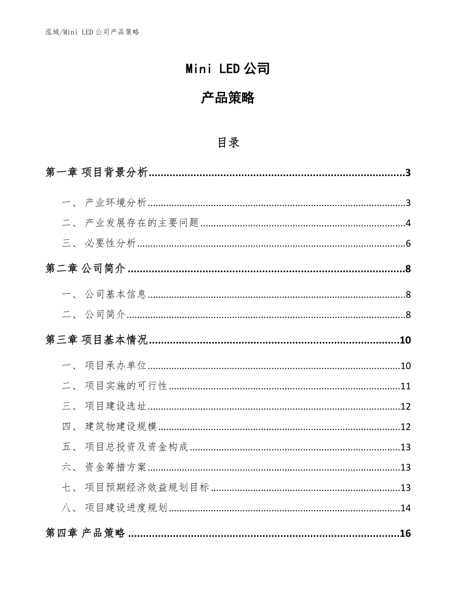 Mini LED公司产品策略（参考）_第1页