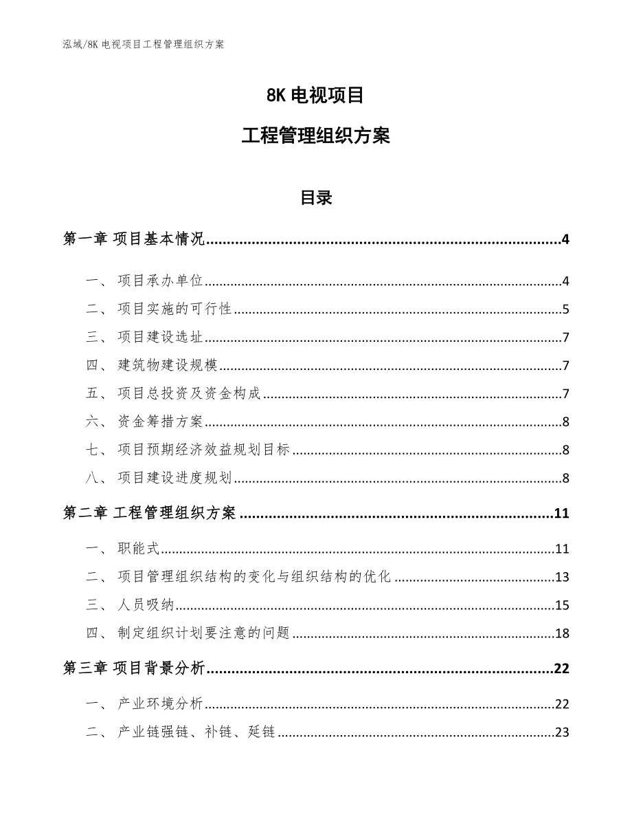 8K电视项目工程管理组织方案_第1页