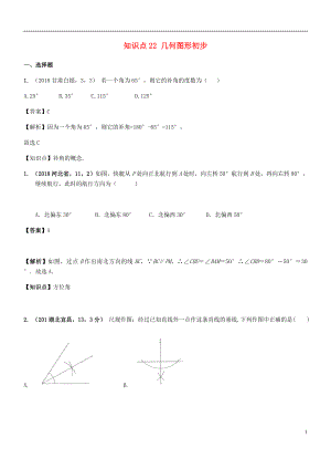 2018年中考數(shù)學(xué)試題分類匯編 知識點22 幾何圖形初步