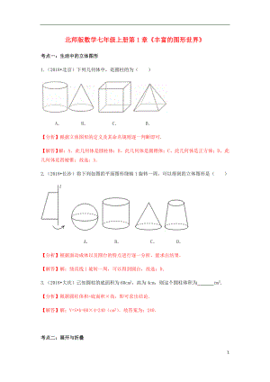 2018年中考數(shù)學(xué)試題分類匯編 七上 第1章《豐富的圖形世界》 北師大版