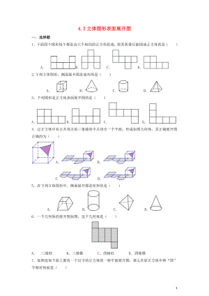 2018-2019学年七年级数学上册 第4章 图形的初步认识 4.3 立体图形的表面张开图作业设计 （新版）华东师大版