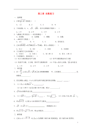 2018年秋八年級(jí)數(shù)學(xué)上冊(cè) 第3章 實(shí)數(shù)復(fù)習(xí)同步練習(xí)（無答案）（新版）湘教版