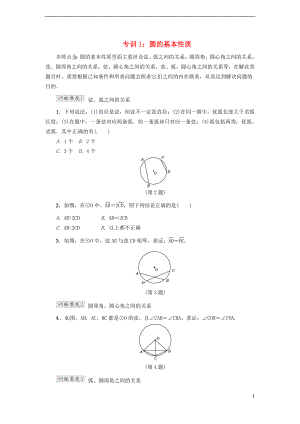 2018年秋九年級(jí)數(shù)學(xué)下冊(cè) 專訓(xùn)1 圓的基本性質(zhì)同步練習(xí) （新版）滬科版