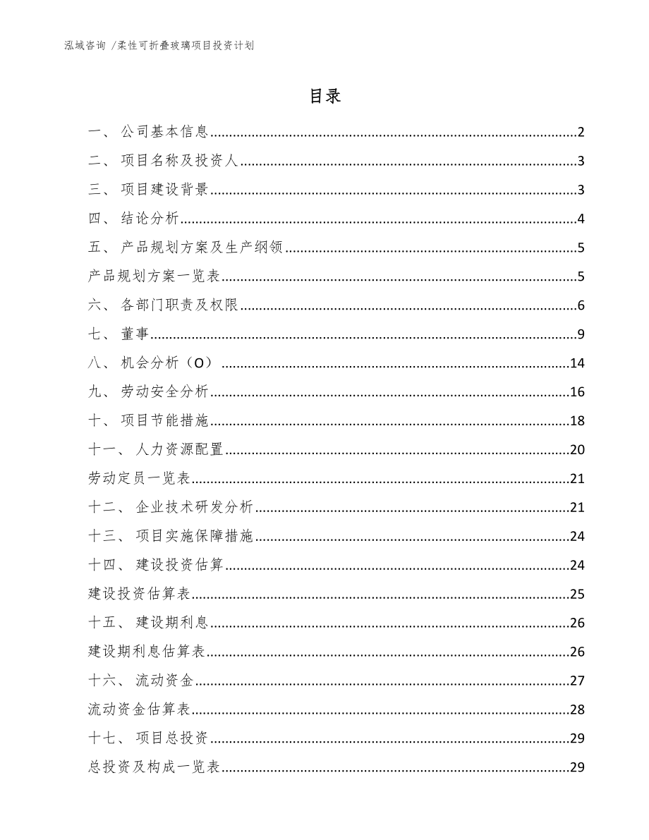 柔性可折叠玻璃项目投资计划-模板范本_第1页