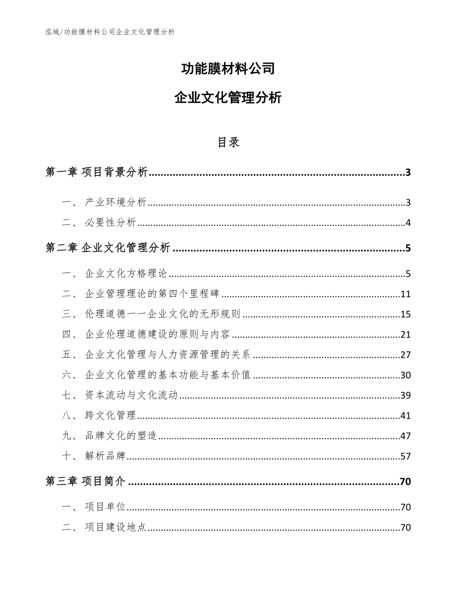 功能膜材料公司企业文化管理分析【范文】_第1页