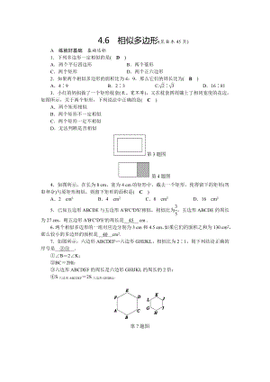 2018年秋九年級(jí)數(shù)學(xué)上冊(cè) 第4章 相似三角形 4.6 相似多邊形練習(xí) （新版）浙教版