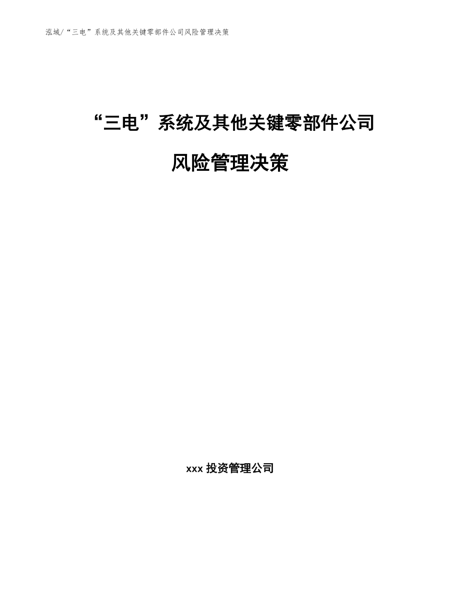 “三电”系统及其他关键零部件公司风险管理决策（范文）_第1页