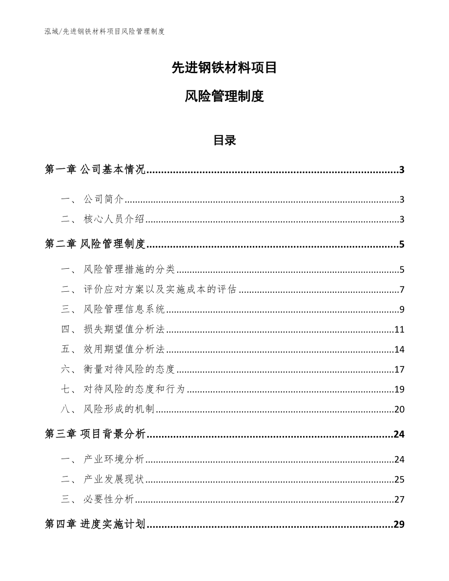 先进钢铁材料项目风险管理制度_第1页