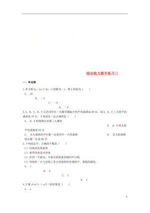 2019中考數(shù)學(xué) 綜合能力提升練習(xí)三（含解析）