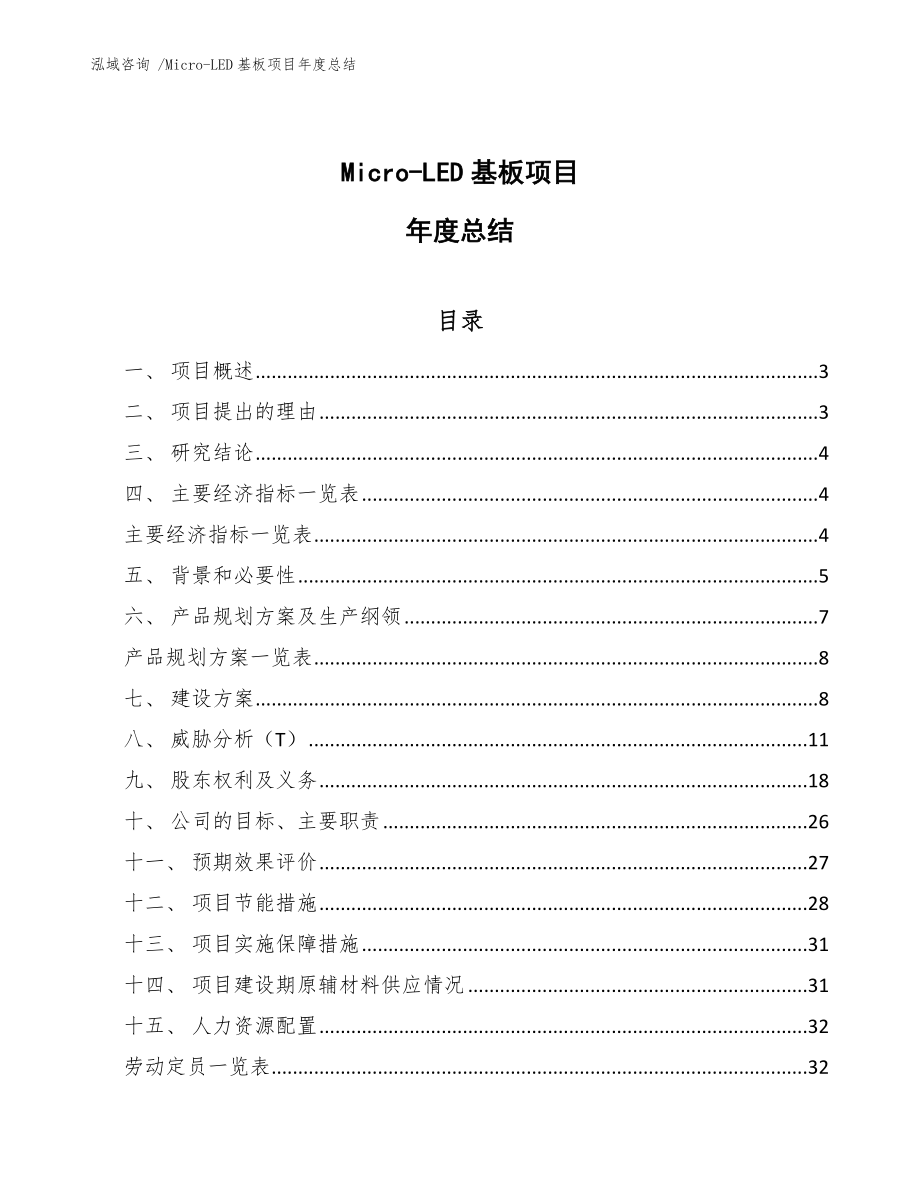 Micro-LED基板项目年度总结_模板_第1页