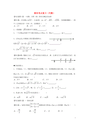 2018年秋期八年級數(shù)學(xué)上冊 專題提高講義 第15講 期末考點專題（代數(shù)）（無答案） 北師大版