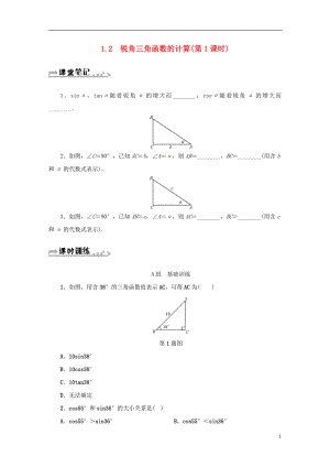 2018年秋九年級數(shù)學下冊 第1章 解直角三角形 1.2 銳角三角函數(shù)的計算（第1課時）同步測試 （新版）浙教版