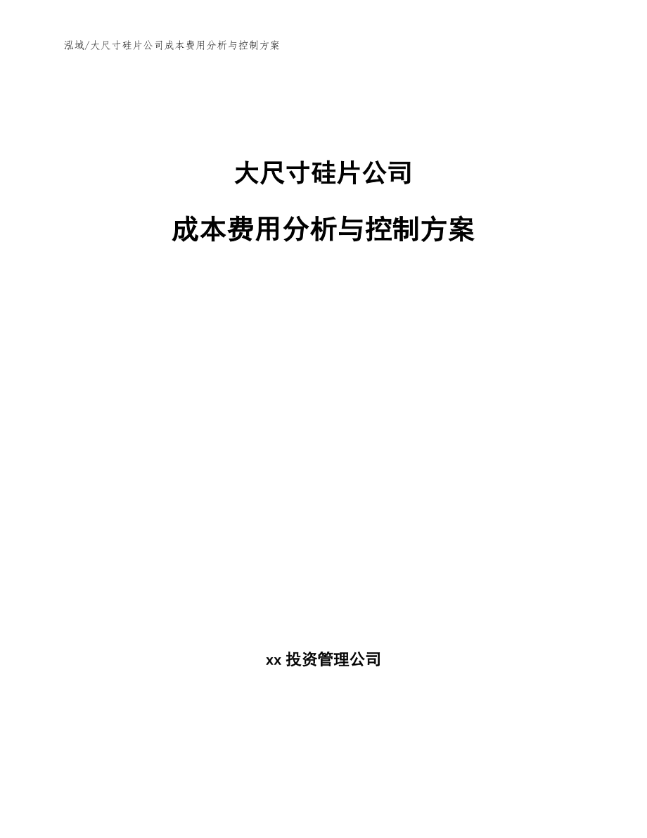 大尺寸硅片公司成本费用分析与控制方案（参考）_第1页