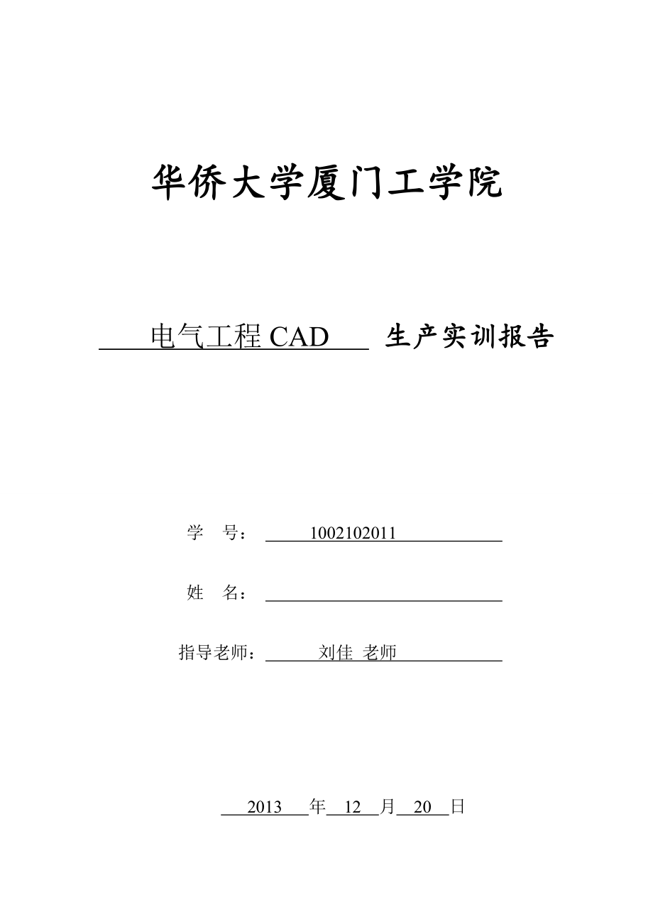 CAD实训报告模板_第1页