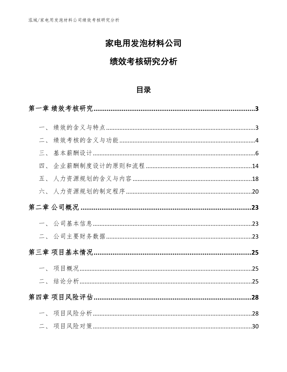 家电用发泡材料公司绩效考核研究分析_第1页