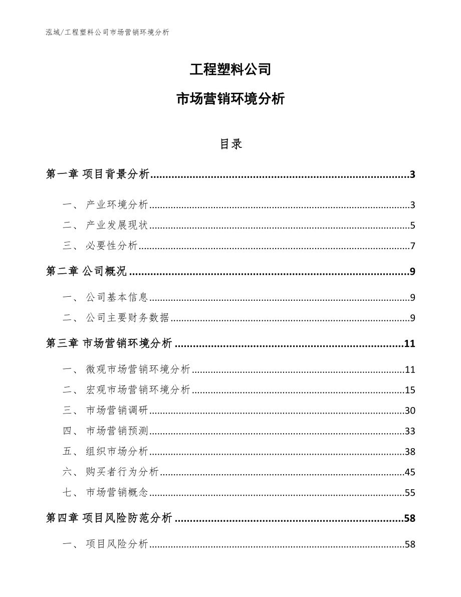 工程塑料公司市场营销环境分析_第1页