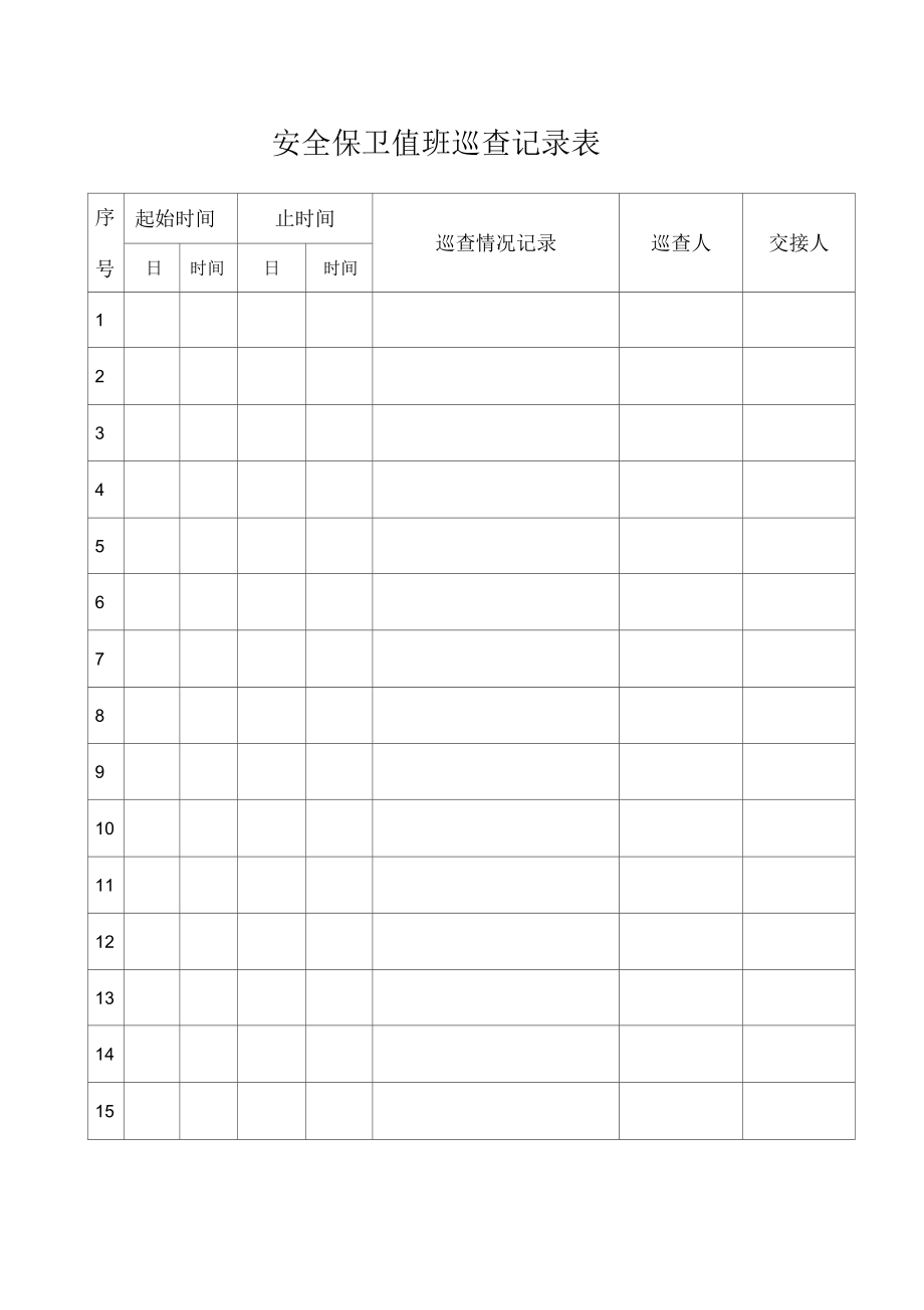 门卫值班巡查记录表_第1页