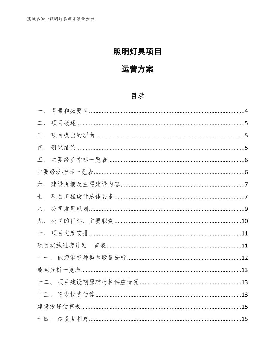 照明灯具项目运营方案_第1页